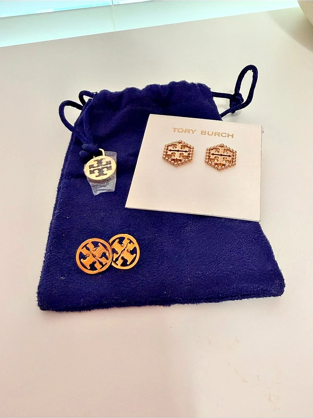Tory Burch Milgrain Hex Stud Earring Earrings Rose Gold